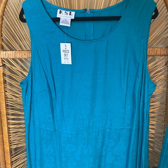NWT $79 * KSL WOMENS PLUS SIZE TURQUOISE 2 PIECE DRESS AND JACKET * SIZE 22 - Picture 9 of 9